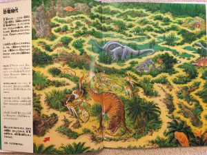 『時の迷路　恐竜時代から江戸時代まで』恐竜時代のページ